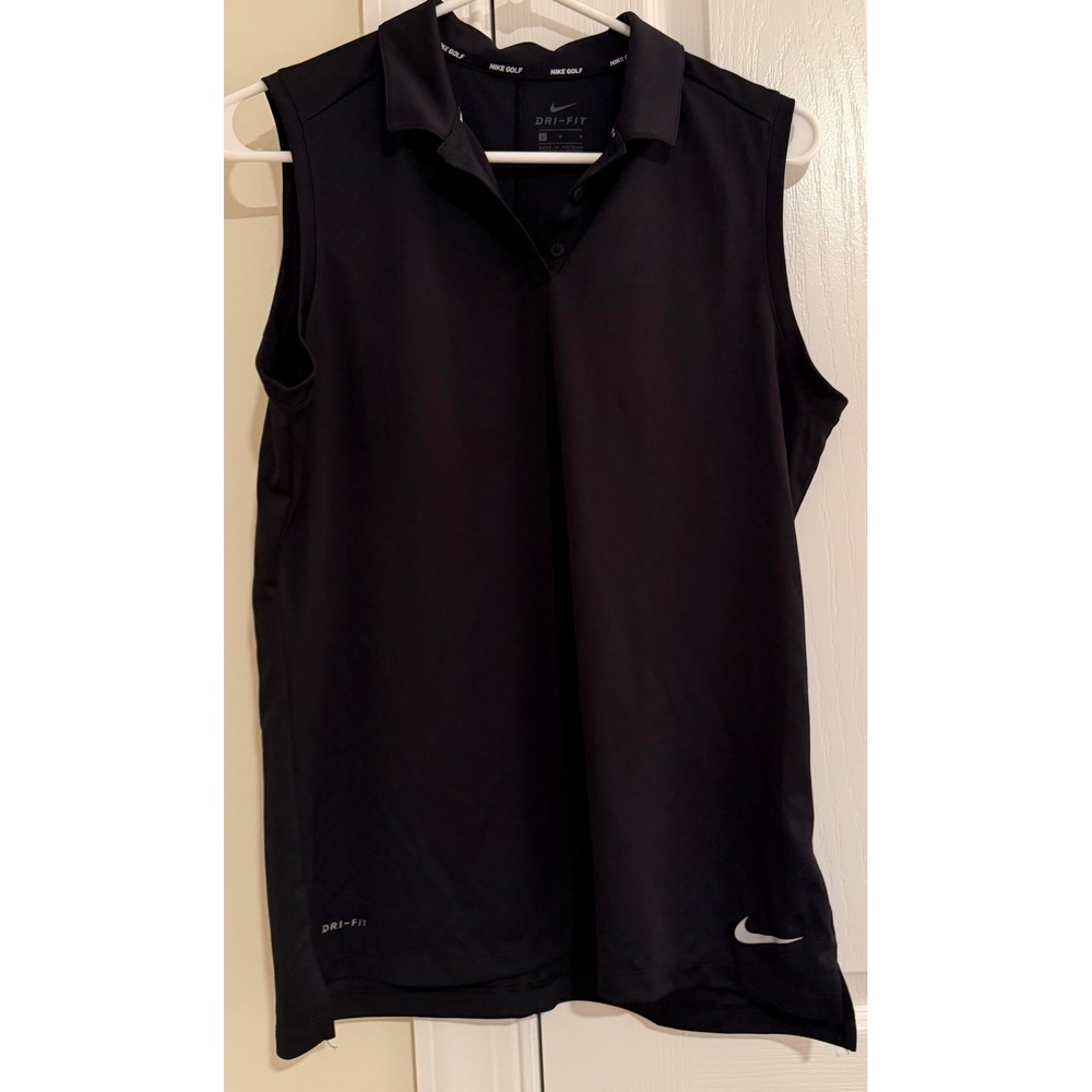 Nike Golf Womens Dri-FIT Sleeveless Polo Shirt Black Large Activewear Top